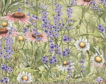 Garden Buzz Small Pack Flower Cotton Fabric Sold by the Yard