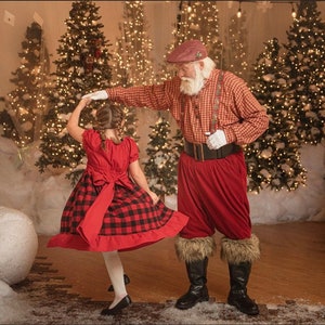 Girls Christmas plaid dress, Christmas red black dress, Christmas twirl dress, holiday dress, Christmas outfit, flannel dress, Santa outfit image 1