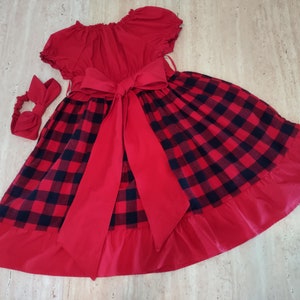 Girls Christmas plaid dress, Christmas red black dress, Christmas twirl dress, holiday dress, Christmas outfit, flannel dress, Santa outfit image 10