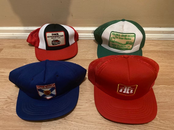 Set of Four 1980's Vintage Snapback Trucker Hats