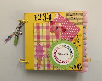 Diario Sweet Dreamer, diario hecho a mano, papel hecho a mano, efímeras antiguas, cuaderno, adornos para diarios basura, diario de técnica mixta