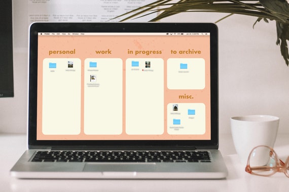 Pink Desktop Organizer Wallpaper Instant Download Digital Etsy