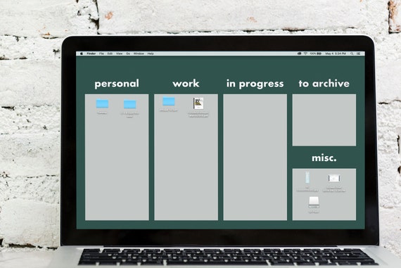 Green Desktop Organizer Wallpaper Instant Download Digital Etsy