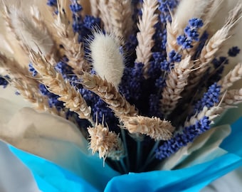 Wedding Bouquet, Lavender, Wheat, Country, Rustic, Bridal, Lagurus, Preserved Flowers, Dried Flower Bouquet, Summer