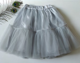 Tutu Skirt for Kids, Grey Tutu Skirt, Birthday Tutu, Party Tutu, Tulle Baby Skirt, Lined tulle skirt, layered skirt, soft tulle skirt