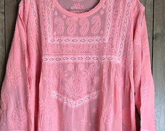 Chikankari Georgette Short Kurti / Top / Blouse  /Matching liner included /Free Shipping in US