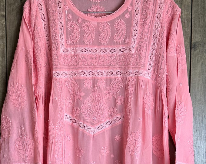 Chikankari Georgette Short Kurti / Top / Blouse  /Matching liner included /Free Shipping in US