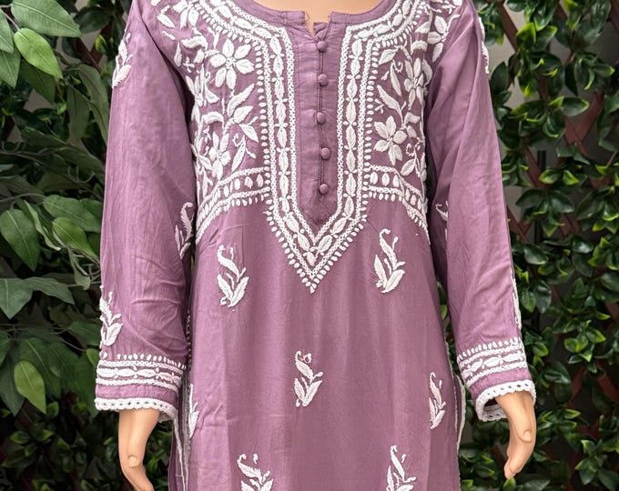 Girls Mauve Soft Modal Cotton Kurta and Dhoti Pants /Free Shipping in US