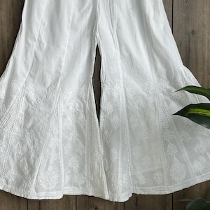 Chikankari Pure Cotton White Palazzo / Free Shipping in US