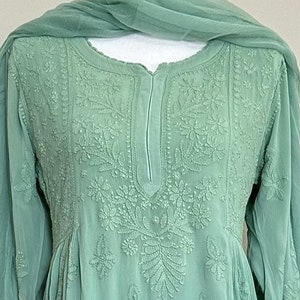 Chikankari Kurta on Fine Georgette / Dupatta and Liner Included/Free Shipping in US