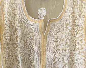 Lucknow Chikankari Georgette Kurta with liner / Free shipping in US