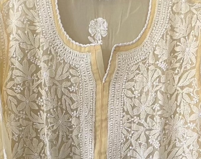 Lucknow Chikankari Georgette Kurta with liner / Free shipping in US