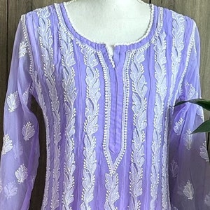 Lavender Lucknow Chikankari Anarkali / Liner Included /FREE SHIPPING