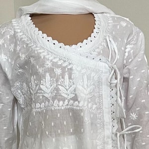 Kurta Chikankari blanca para niñas / Algodón puro / Envío gratuito en EE. UU.