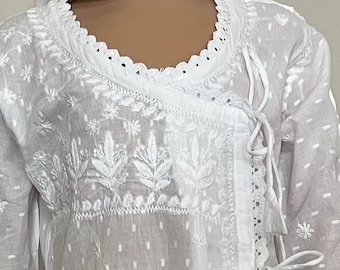 White Chikankari kurta for girls /Pure Cotton/ Free Shipping in US