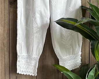 Bas blanc salwar chikankari pur coton / livraison gratuite aux États-Unis