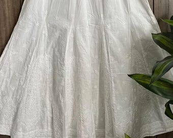 Chikankari Pure Cotton White Palazzo Lined / One Size / Free Shipping in US
