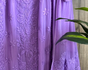 Lavender Kurta and Dupatta Set /Lucknow Chikanakri / Free Shipping in US