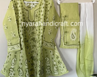 Girls pure cotton Anarkali kurta set/Free Shipping in US