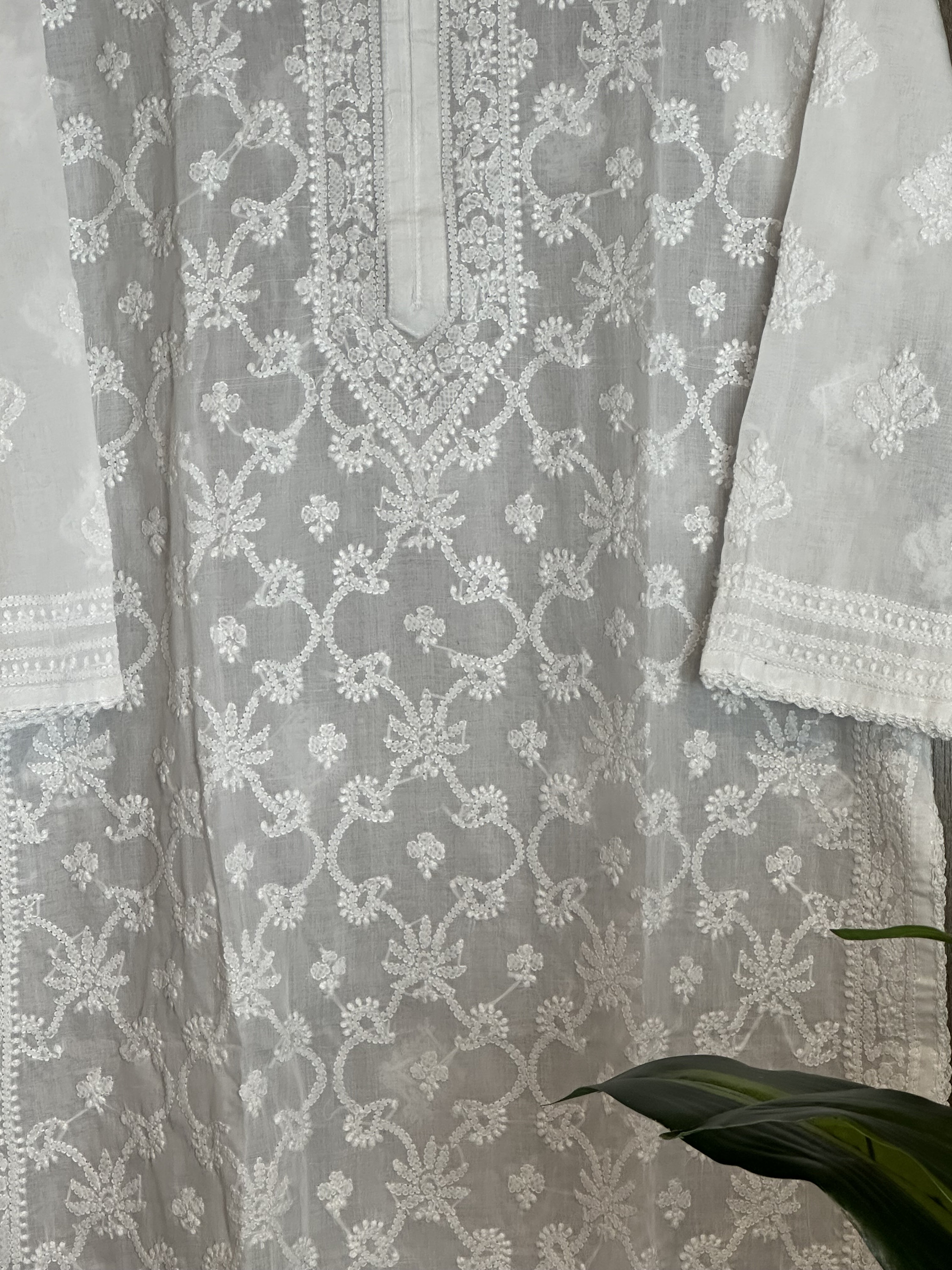 【★安心の定価販売★】 Chikankari Lucknow White SHIPPING FREE / Kurta Cotton Soft パンツ
