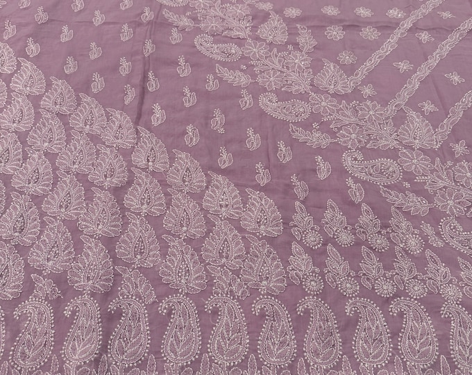 Cutdana Add-on Lilac Chikankari Cotton Saree / Fall and Petticoat Included / Free Shipping in US