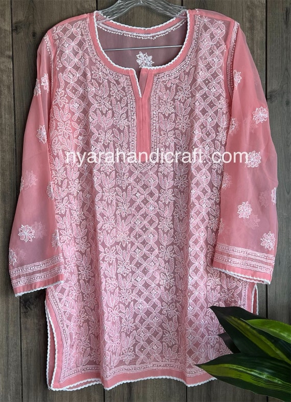 White Chikankari Short Kurti – Sarang