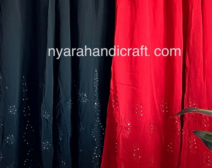 Chikankari Palazzo with Mukaish / Fine Georgette / Free Shipping In US