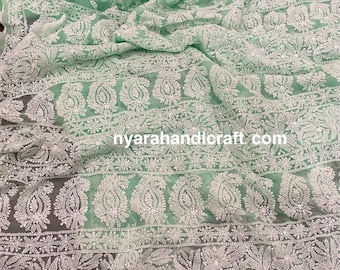 Chikankari Saree on georgette/ All over hand embroidery/Petticoat Included/ Free Shipping in US