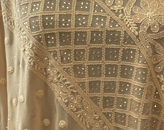 Chikankaribeige pure Georgette Dupatta met Mukaish / gratis verzending in de VS
