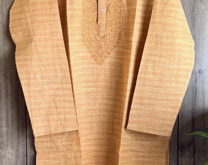 Brown Chikankari Kurta for Men /Free Shipping in US