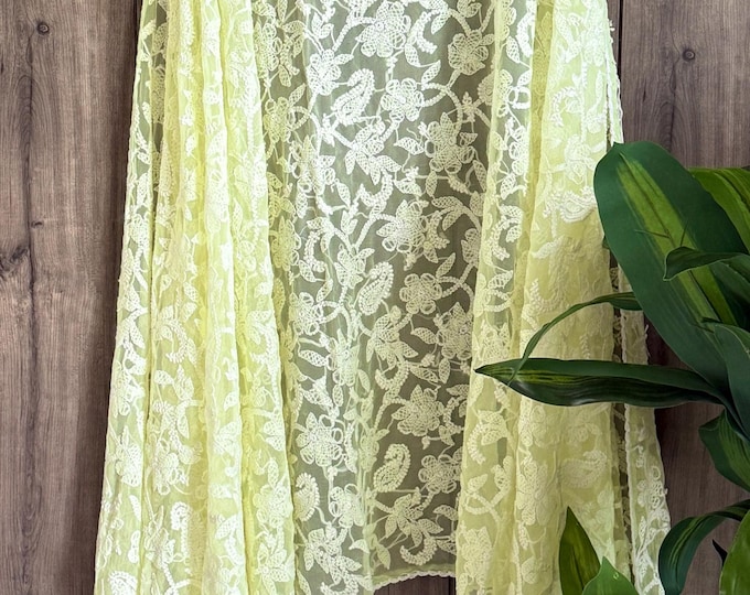 Pale Yellow Green Chikankari Dupatta / !20 Inches / Free Shipping in US