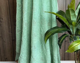 Chikankari Green Pure Georgette Dupatta con Mukaish / Spedizione gratuita