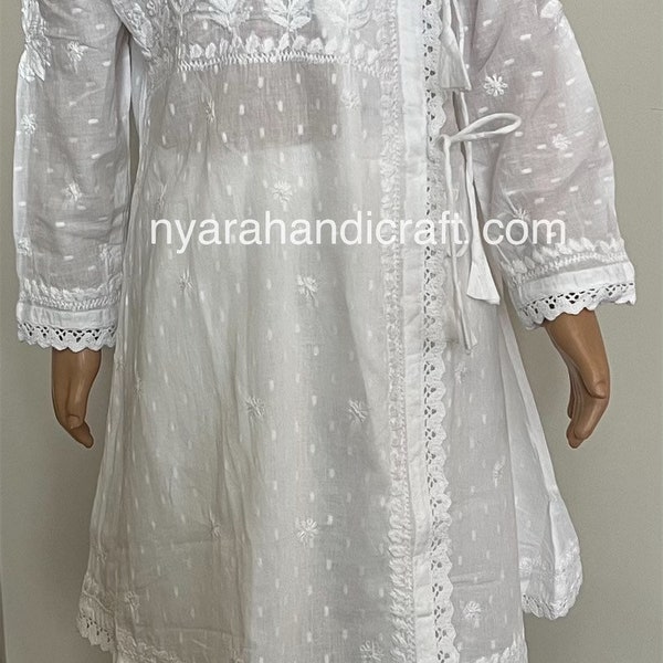 White Chikankari kurta for girls /Pure Cotton/ Free Shipping in US