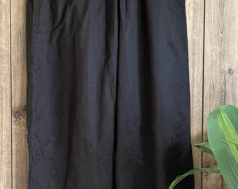 Black Chikankari Cotton Parallel Pants /Lined / Free Shipping in US