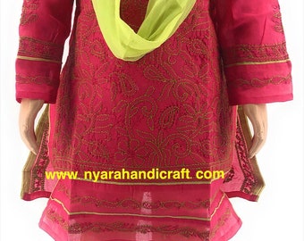 Chikankari Pure Cotton Pink Kurta Set for Girls/ Free Shipping
