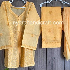 Mädchen aus reiner Baumwolle Gelb Kurta Set / Kostenloser Versand in US