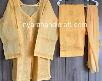 Girls pure cotton Yellow Kurta Set /Free Shipping in US