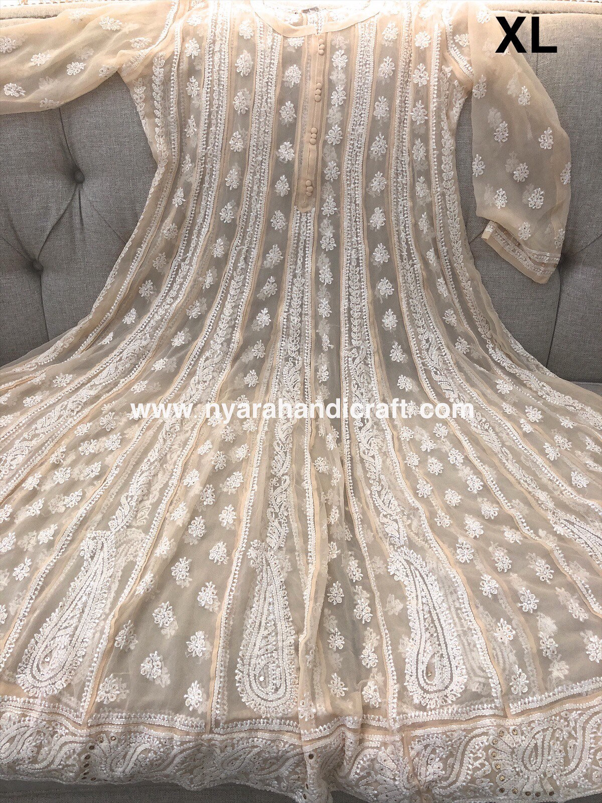 Lucknow Chikankari Anarkali with matching liner / FREE SHIPPING In US