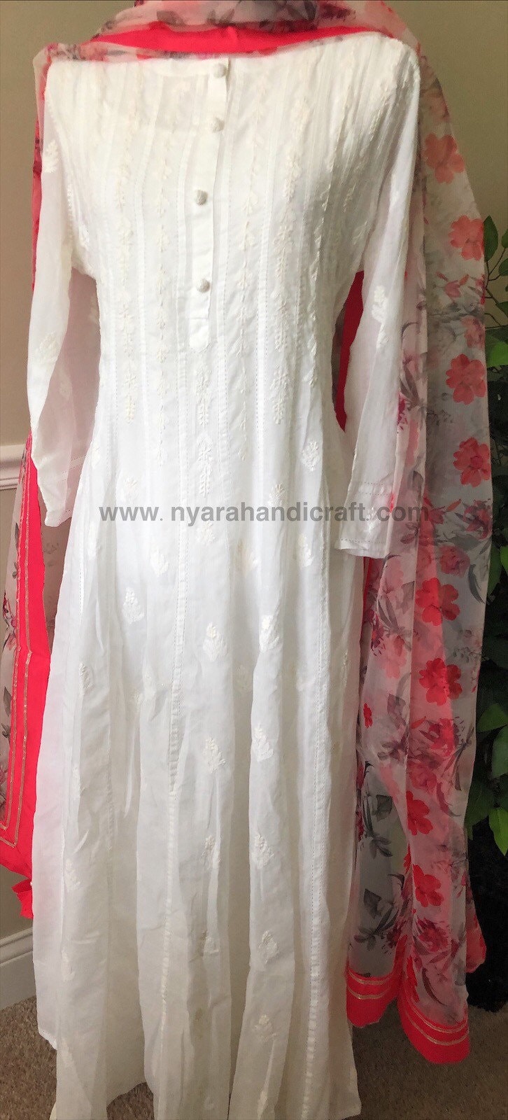 white cotton frock suit