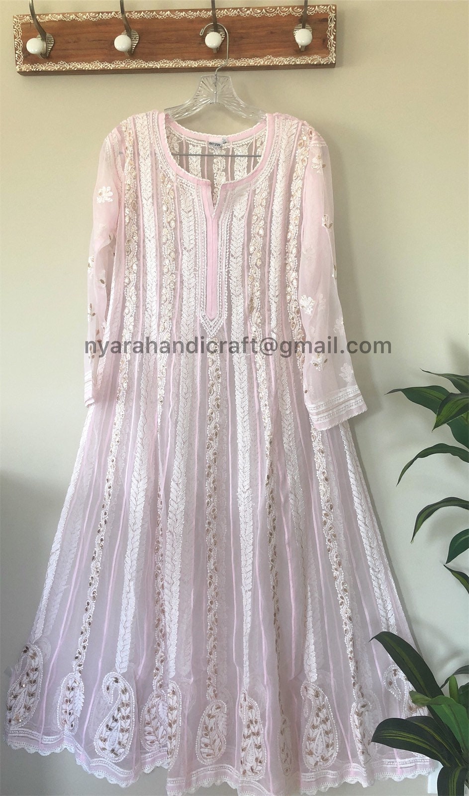 Lucknowi Chikankari Georgette Anarkali Kurta With Stole Dupatta Kurta Chikan  Beautiful Hand Embroidery Style Kurti Shirt Beach Wear Boho - Etsy