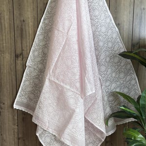 Lucknow Chikankari Light Baby Pink Pure Kota Cotton Dupatta / Free Shipping in US