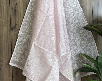 Dupatta de algodão puro Kota rosa bebê Chikankari Lucknow / Frete grátis nos EUA