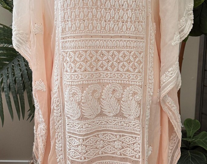 Chikankari Kaftan / Hand Embroidered /Free Shipping in US