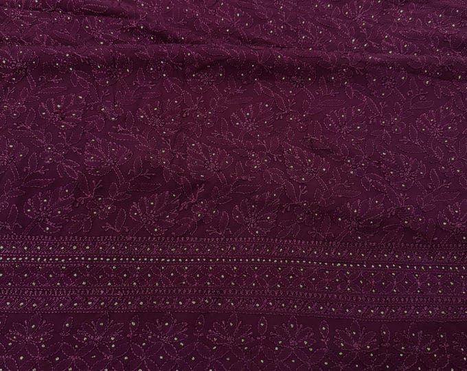 Georgette Fabric for Kurta and Dupatta / Chikankari Hand Embroidery with Mukaish Work/ Free Shipping in US