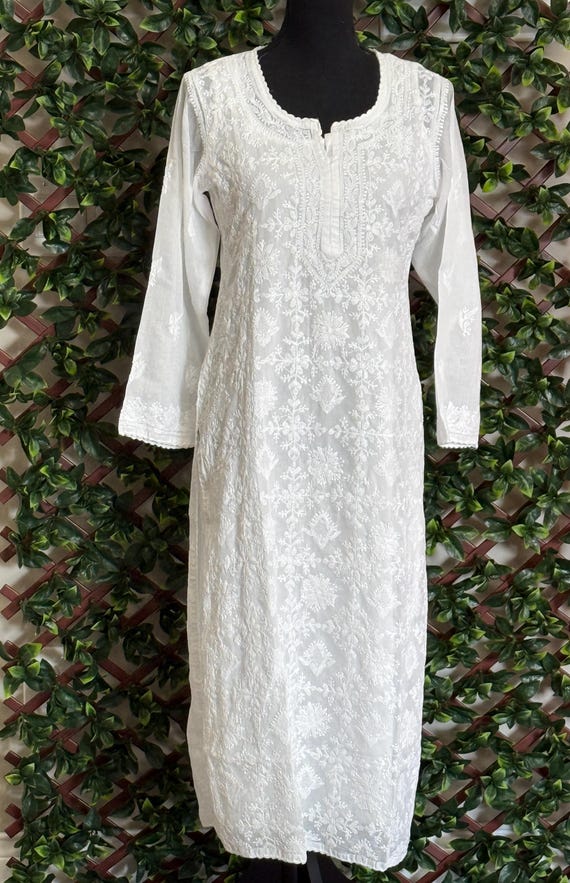 lucknow cotton dresses Lucknow Chikankari Red Kurta on Modal Cotton / in US