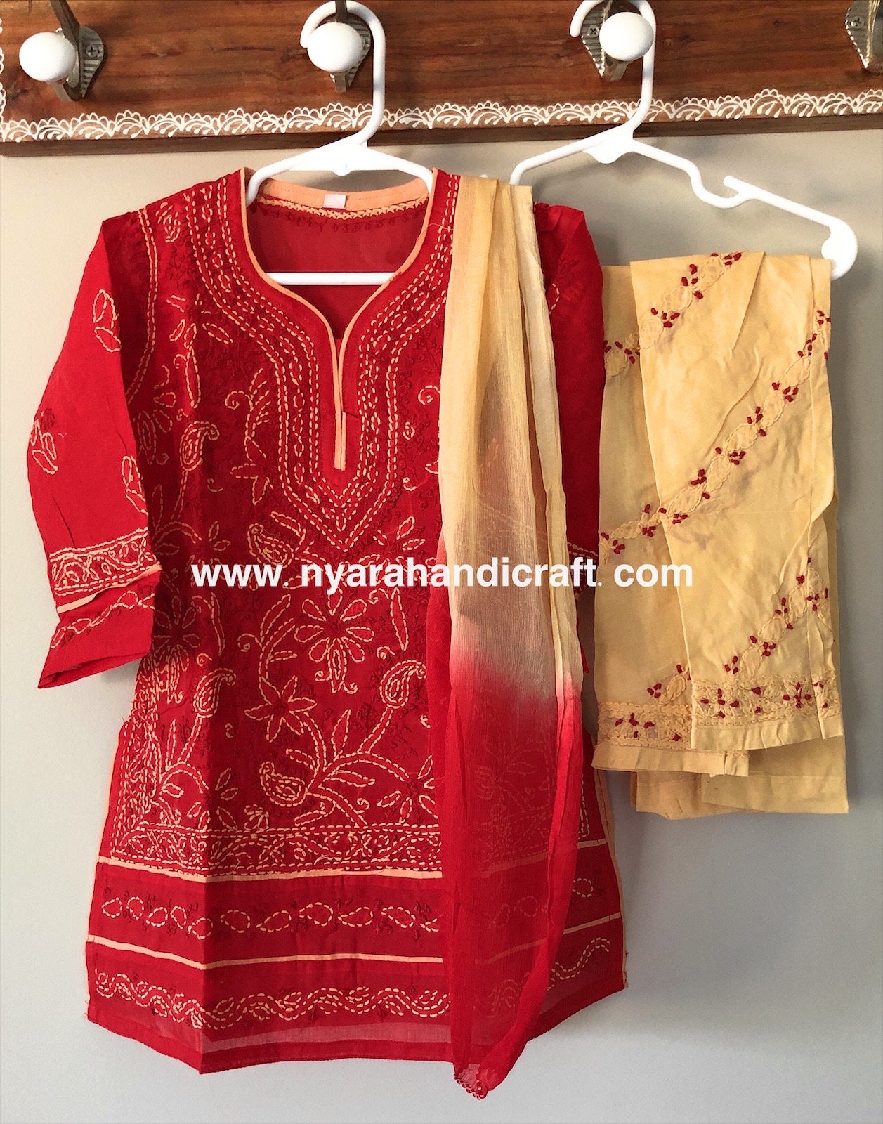 Chikankari Pure Cotton Kurta with Churidar
