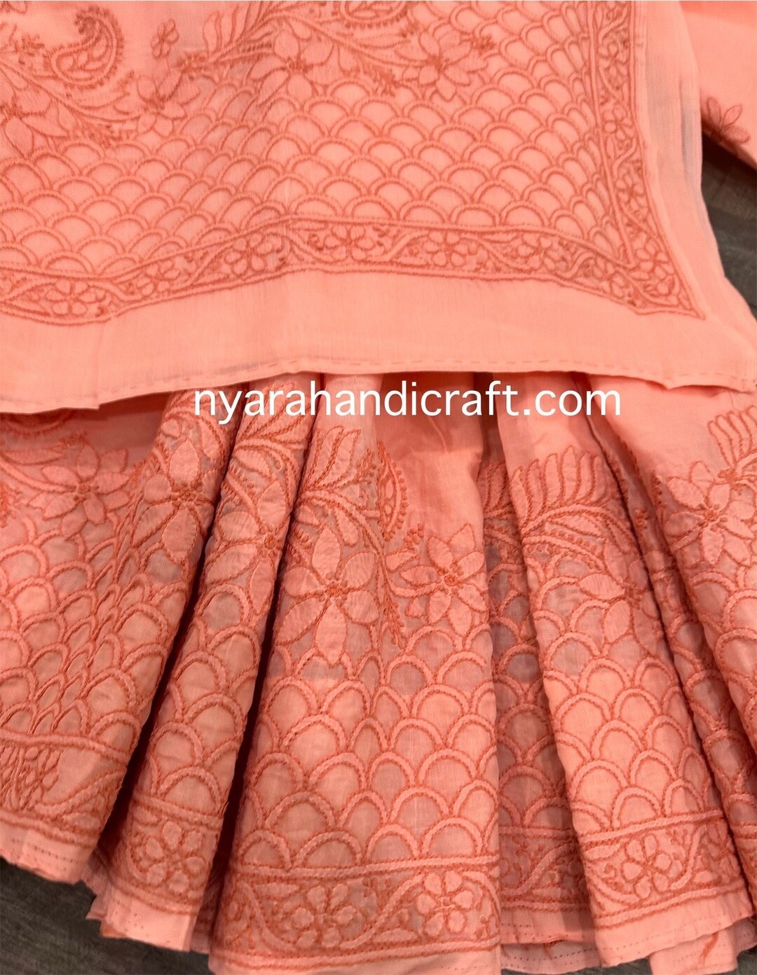 Chikankari Kaaftan- PEACH