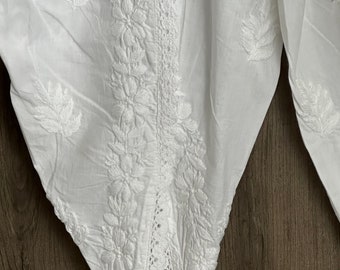 Chikankari Pure Cotton White Dhoti Salwar Bottom / Ships from Ohio