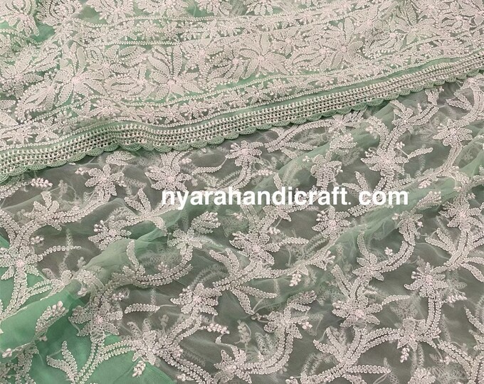 Chikankari Saree on georgette/ All over hand embroidery/Petticoat Included/ Free Shipping in US