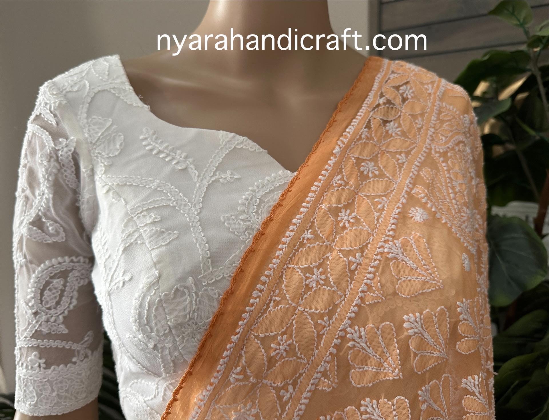 新品未使用＊ヌキテパ＊Chikan Embroidery Blouse White Chikankari Saree Blouse / Free Shipping in US - Etsy